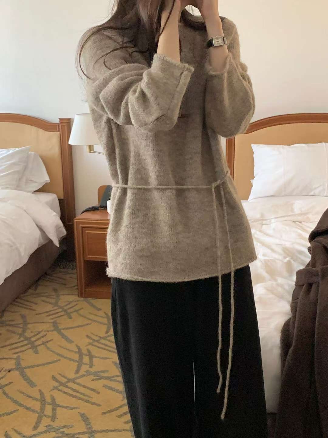 心心扣綁帶針織