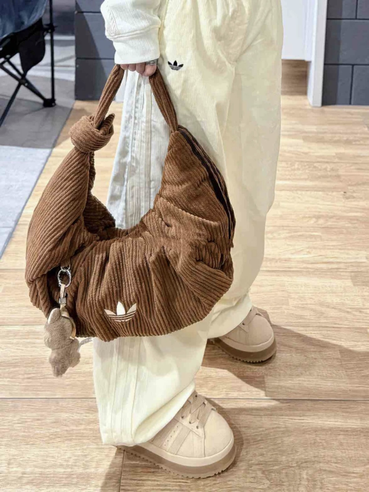 Adidas Originals 燈芯絨 手提包 托特包 棕色 腋下包 雲朵包 KT0860