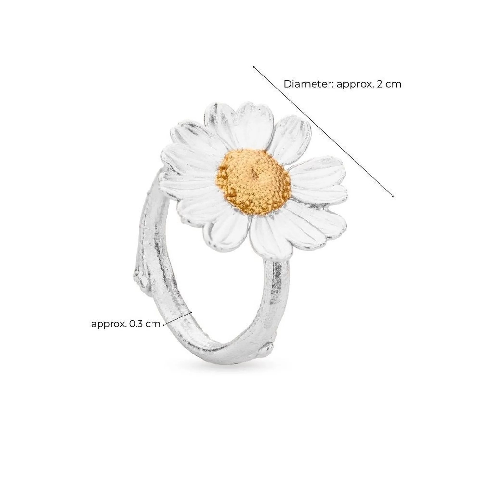 1TA1120-182 THALLO Ismini Daisy Ring With Narrow Twig Base 24k Gold And Sterling Silver #s781b (A-LX-E)