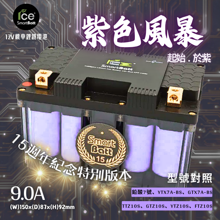 RCE 12V 機車鋰鐵啟動電池 9.0Ah *15週年紀念特別版本*