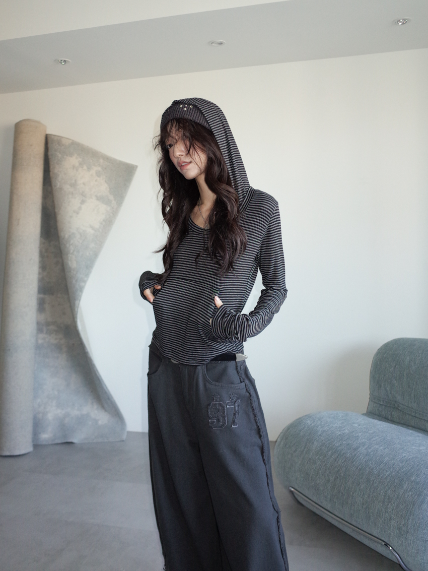 soft-touch hoodie with studded piping