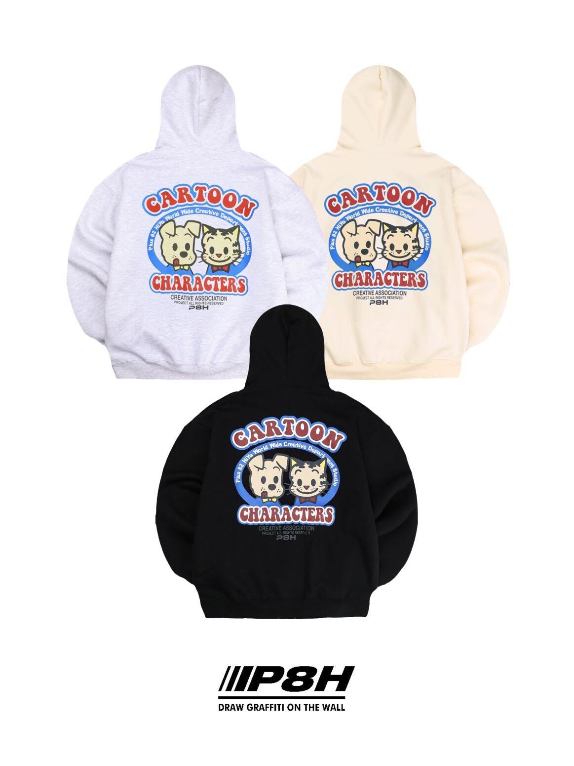 貓狗圖案英文字連帽衛衣 P8H-162T