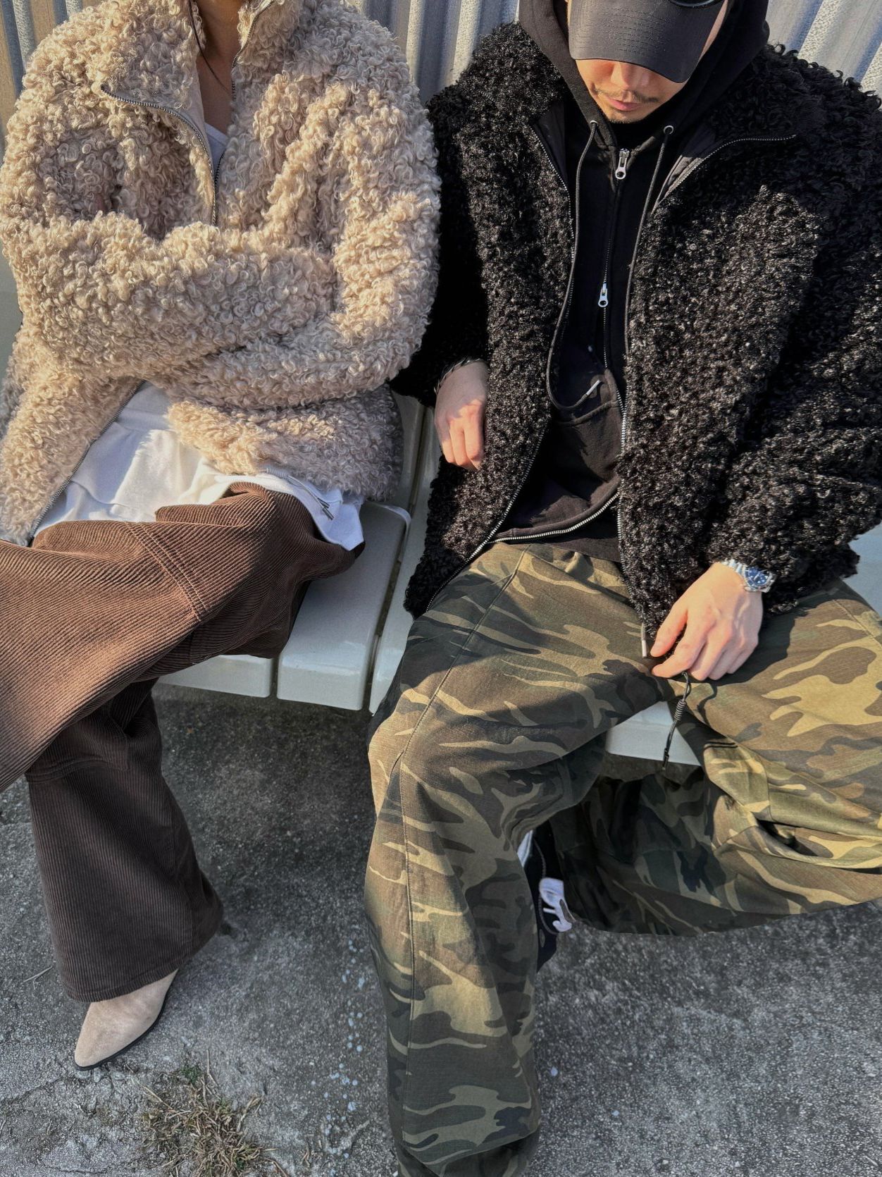 淨色企領拉鍊毛毛外套 P8H-164JK