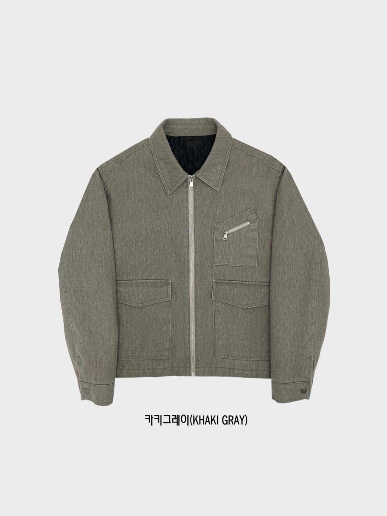 洗水淨色反領拉鍊外套(薄夾棉) TAC-0299JK