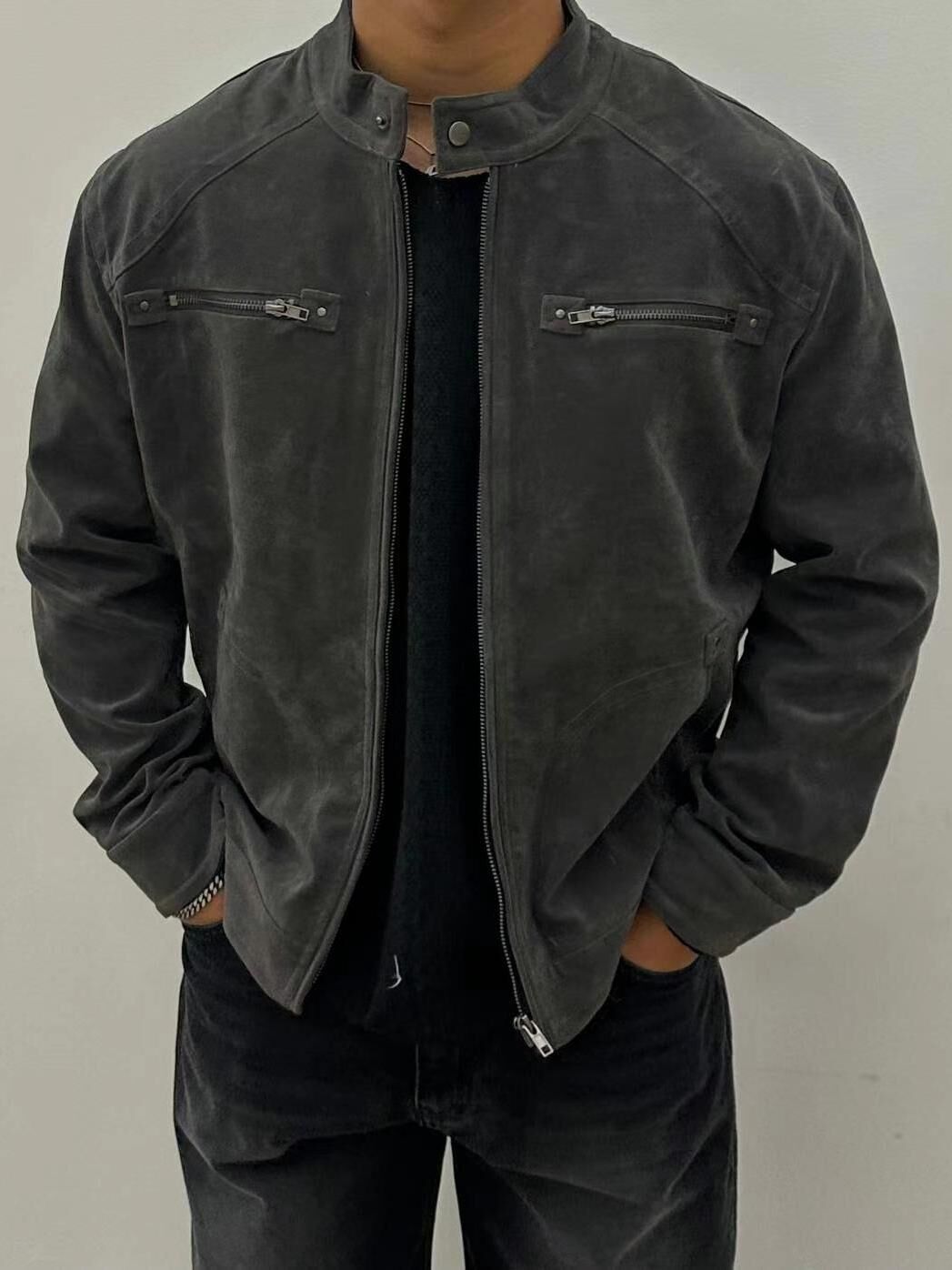 淨色企領拉鍊外套 JK2713