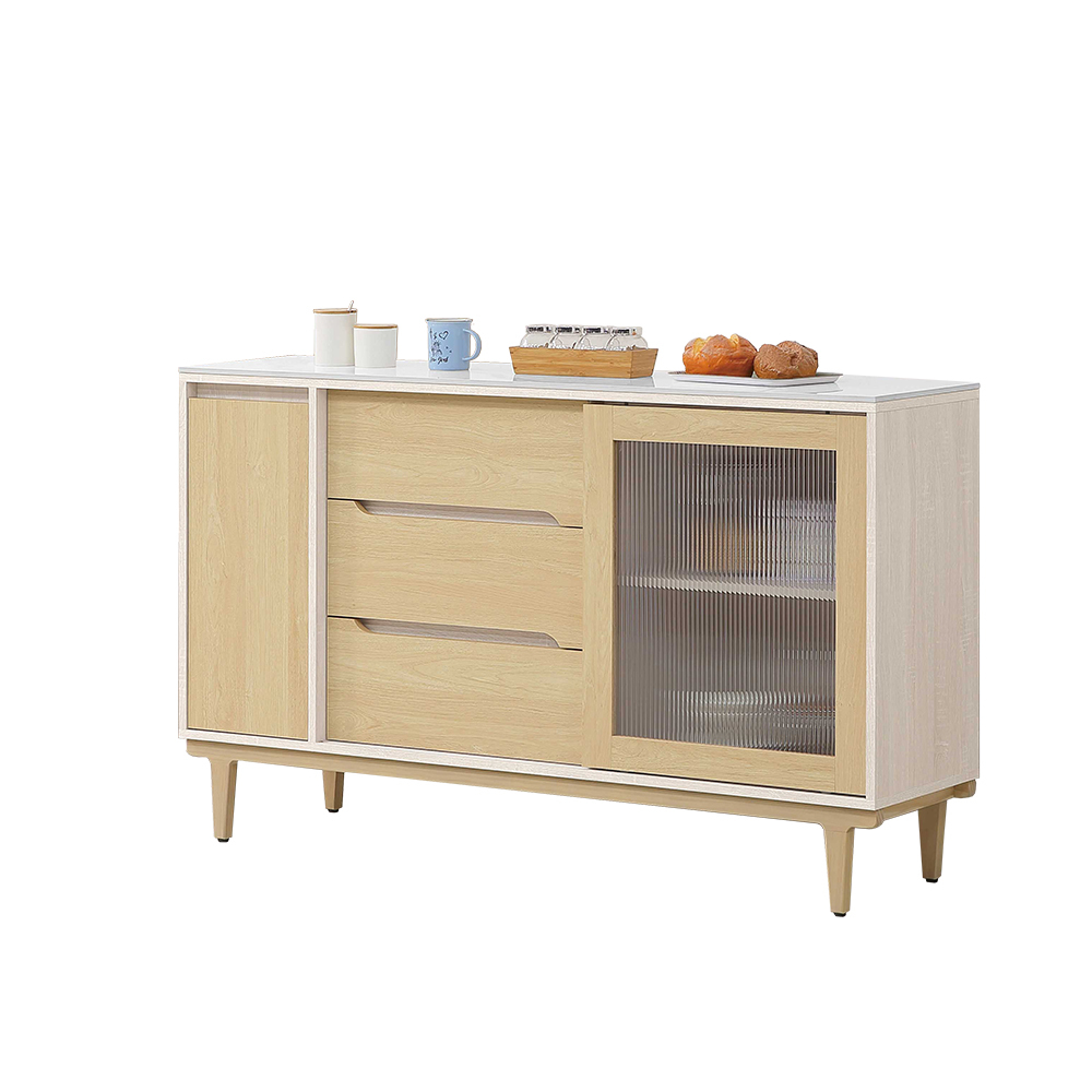 森迪5尺岩板推門收納餐櫃/碗盤櫃/置物矮櫃/電器櫃/玄關櫃(下座)