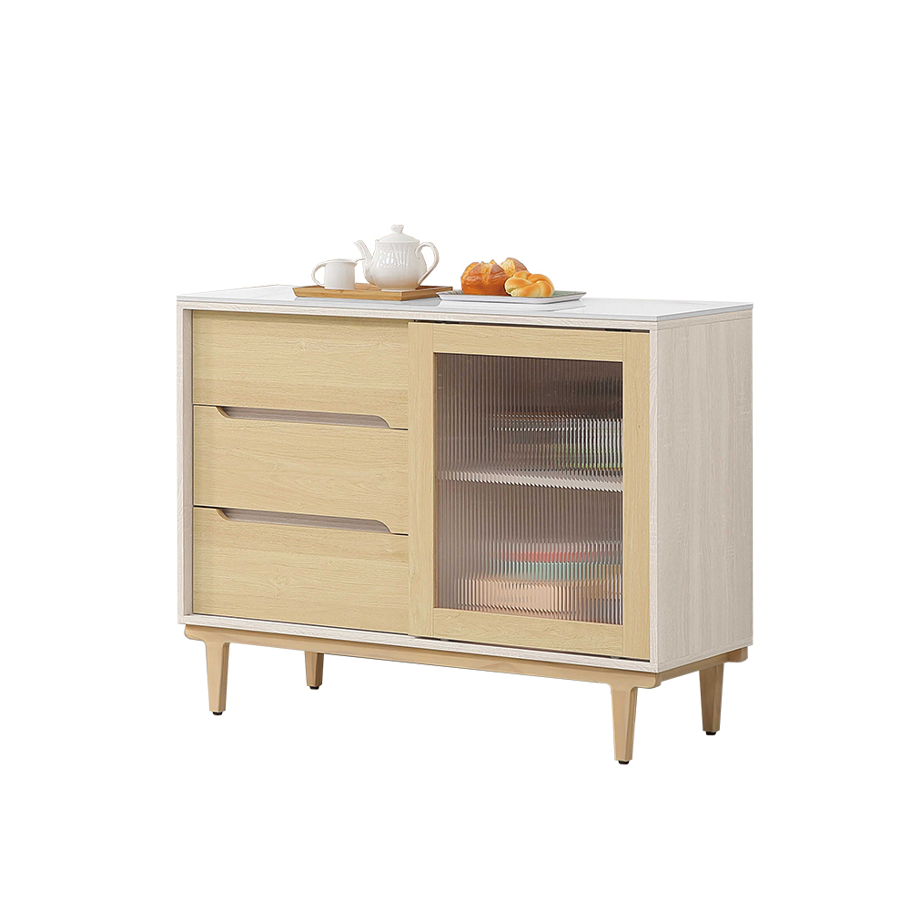 森迪4尺岩板推門收納餐櫃/碗盤櫃/置物矮櫃/電器櫃/玄關櫃(下座)