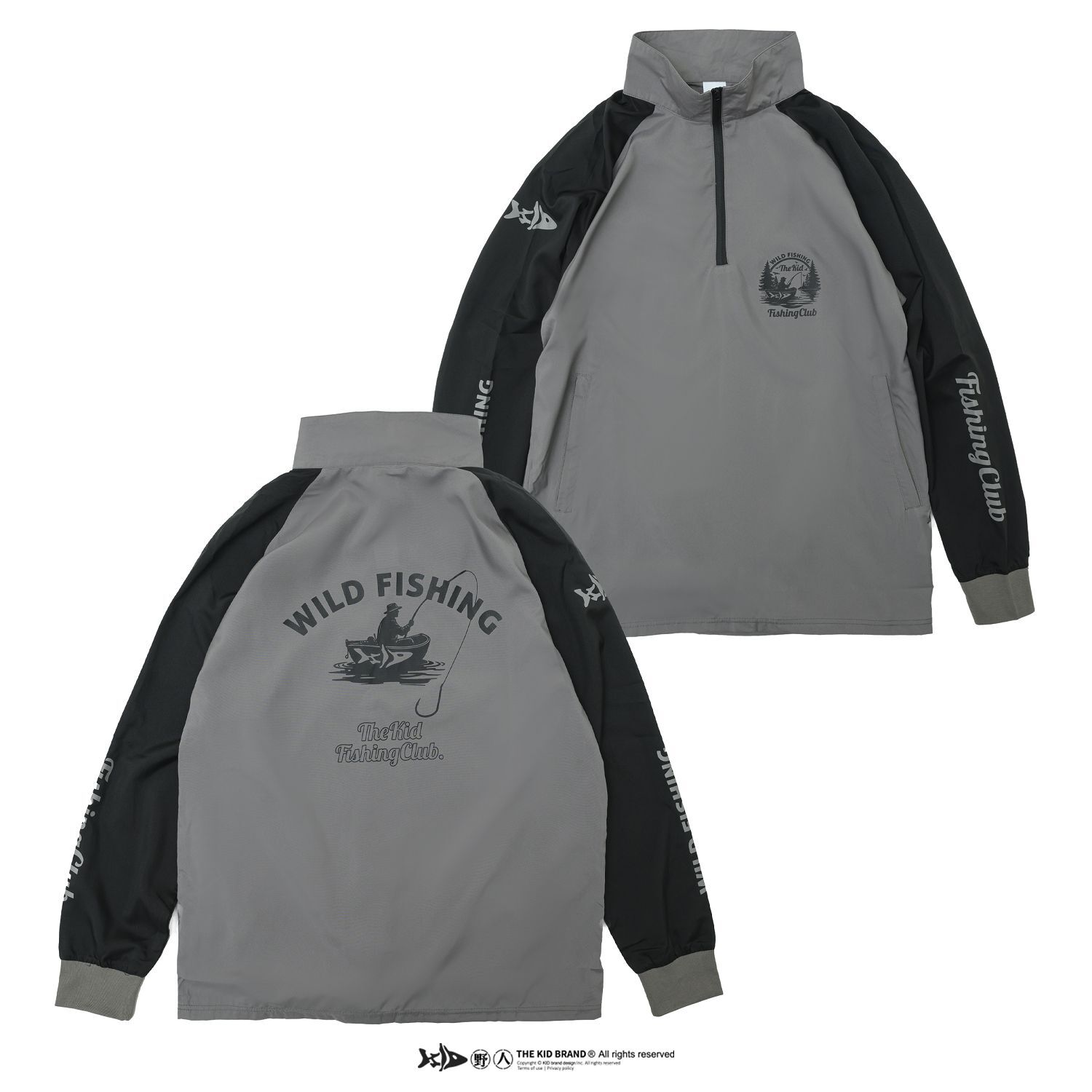 KID ® 野釣俱樂部 半拉鍊式防曬上衣 _ 黑灰