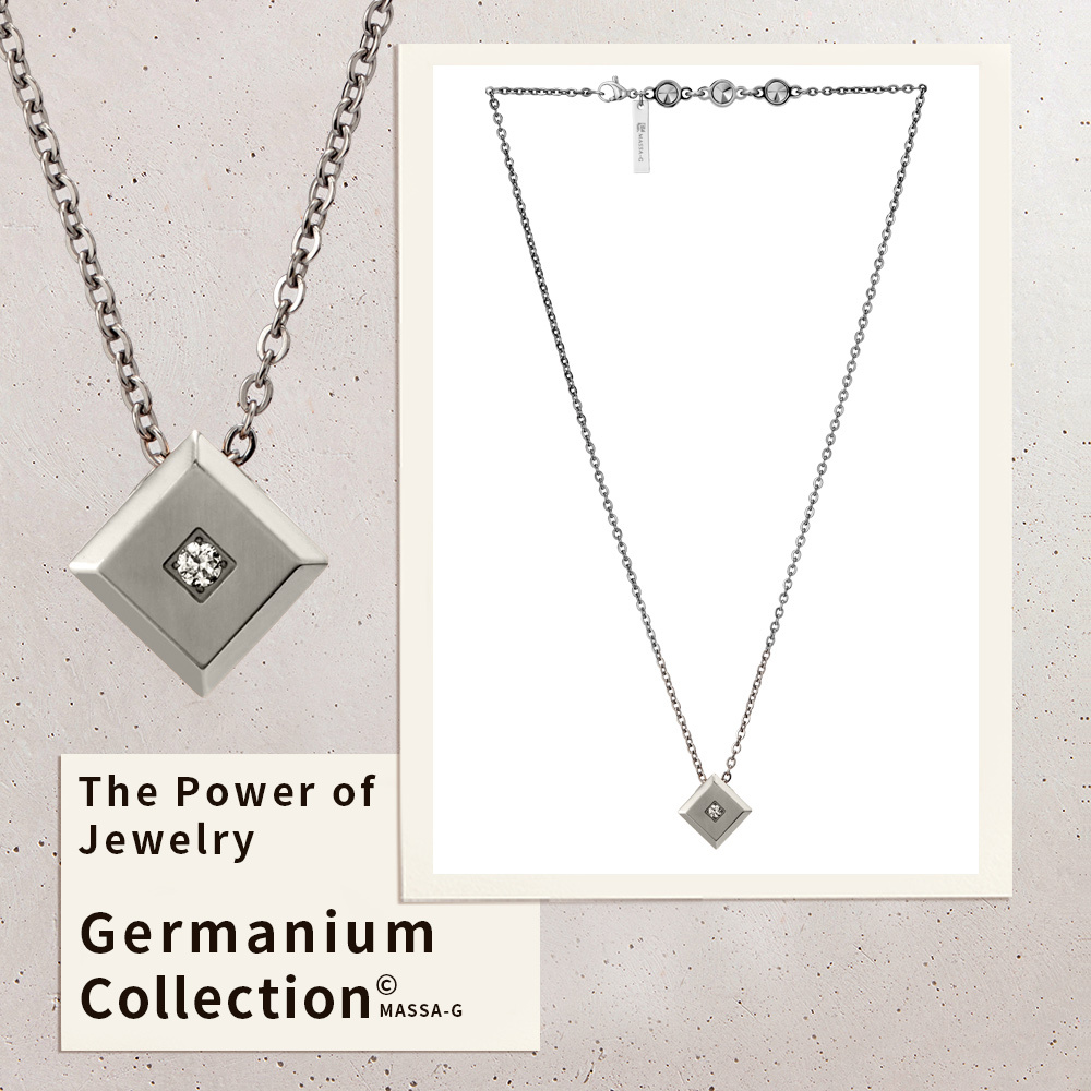 MASSA-G LJ系列【the Diamond銀色方塊】金屬鍺錠純鈦項鍊