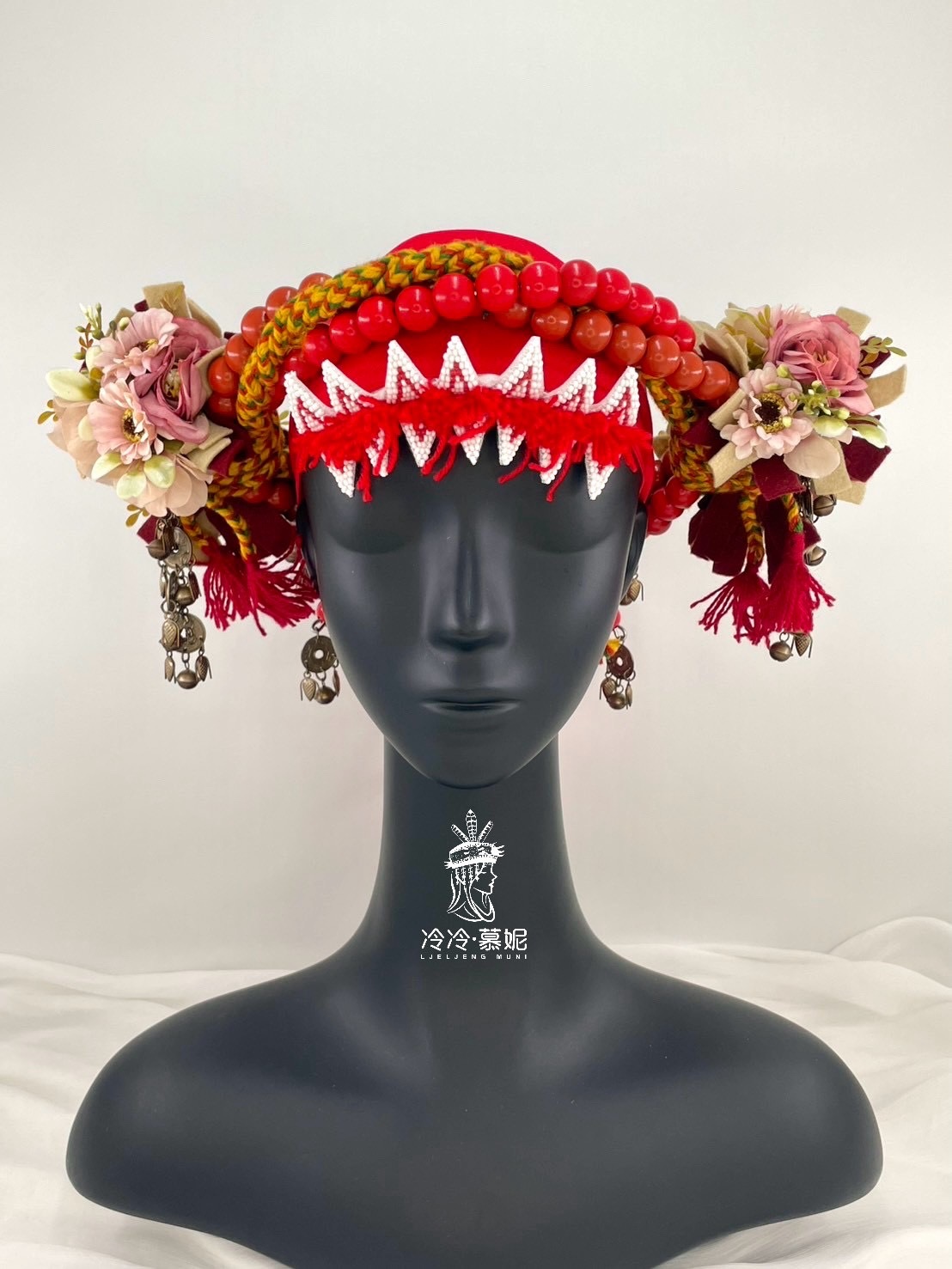 M-No.24木珠配花轉珠頭飾56cm