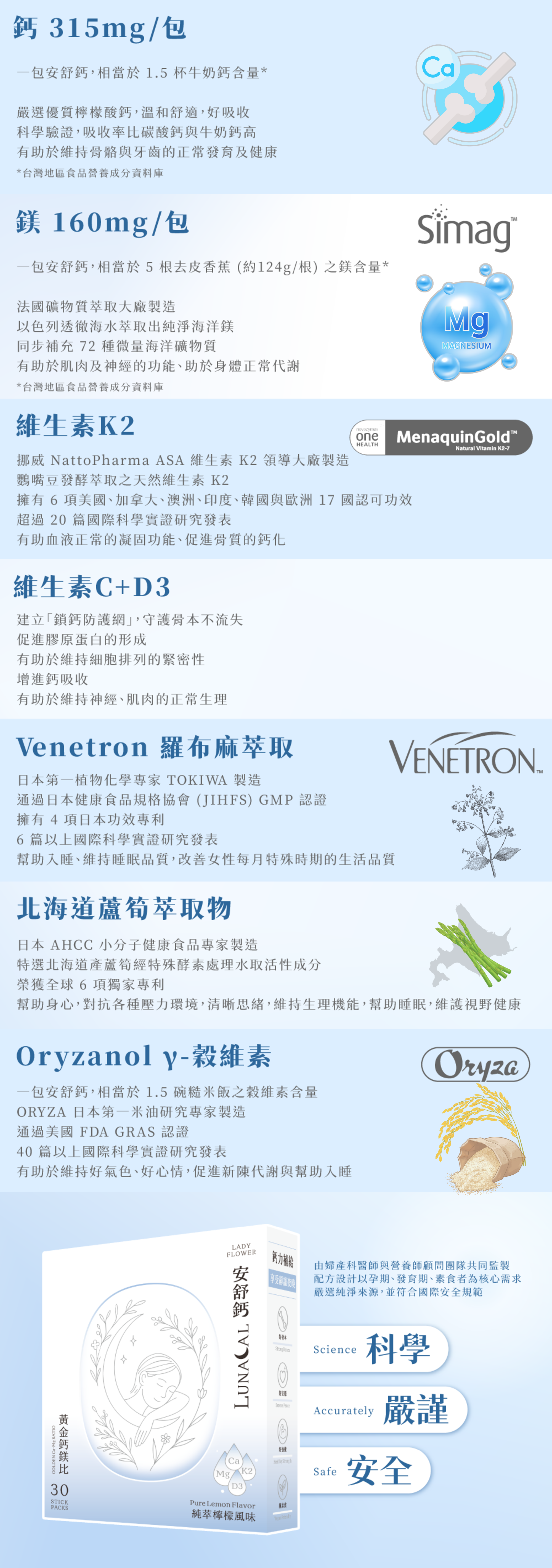 安舒鈣 黃金鈣鎂複合配方 安穩舒適，鈣鎂黃金守護 從補鈣到放鬆，守護你的身心平衡