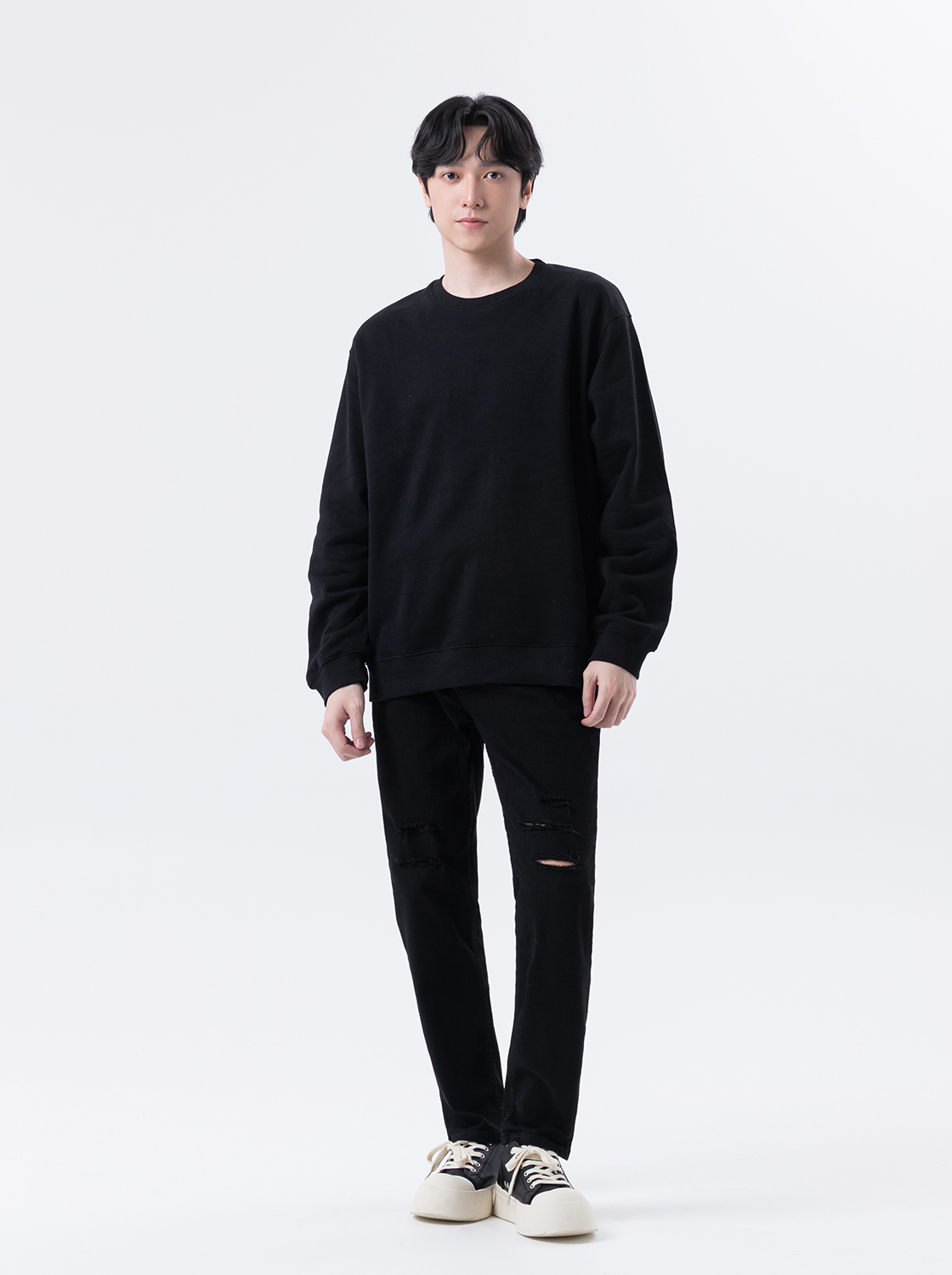 【期間限定】+6CM刀割造型彈力窄管牛仔褲