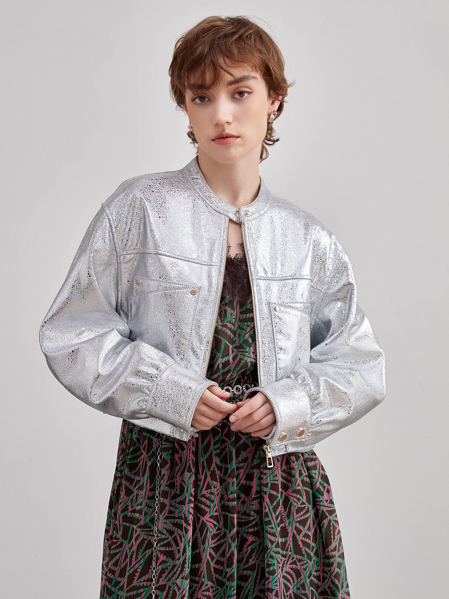 mi-tu 羊皮短款外套