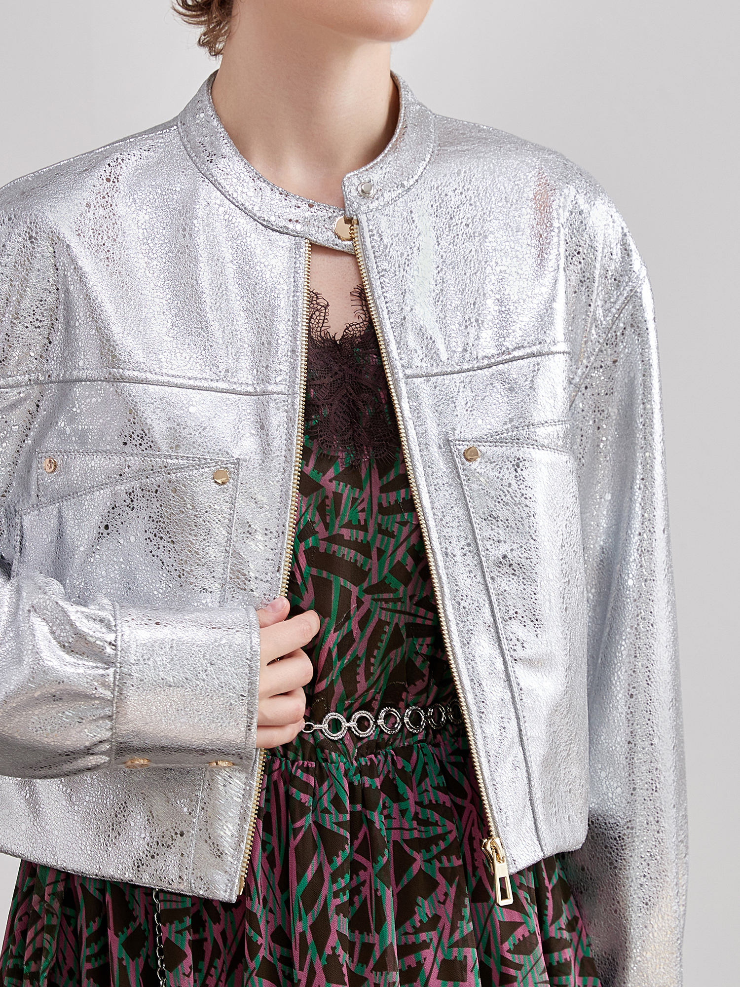 mi-tu 羊皮短款外套