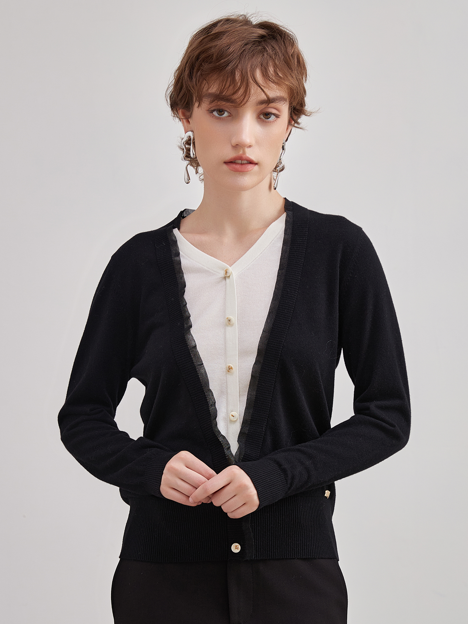 mi-tu  假两件针织衫