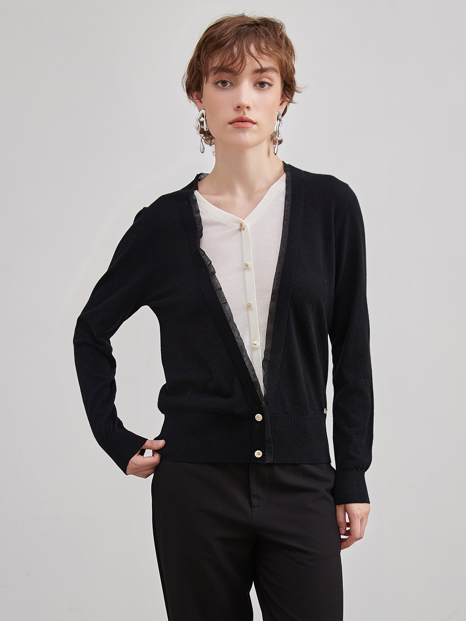 mi-tu  假两件针织衫