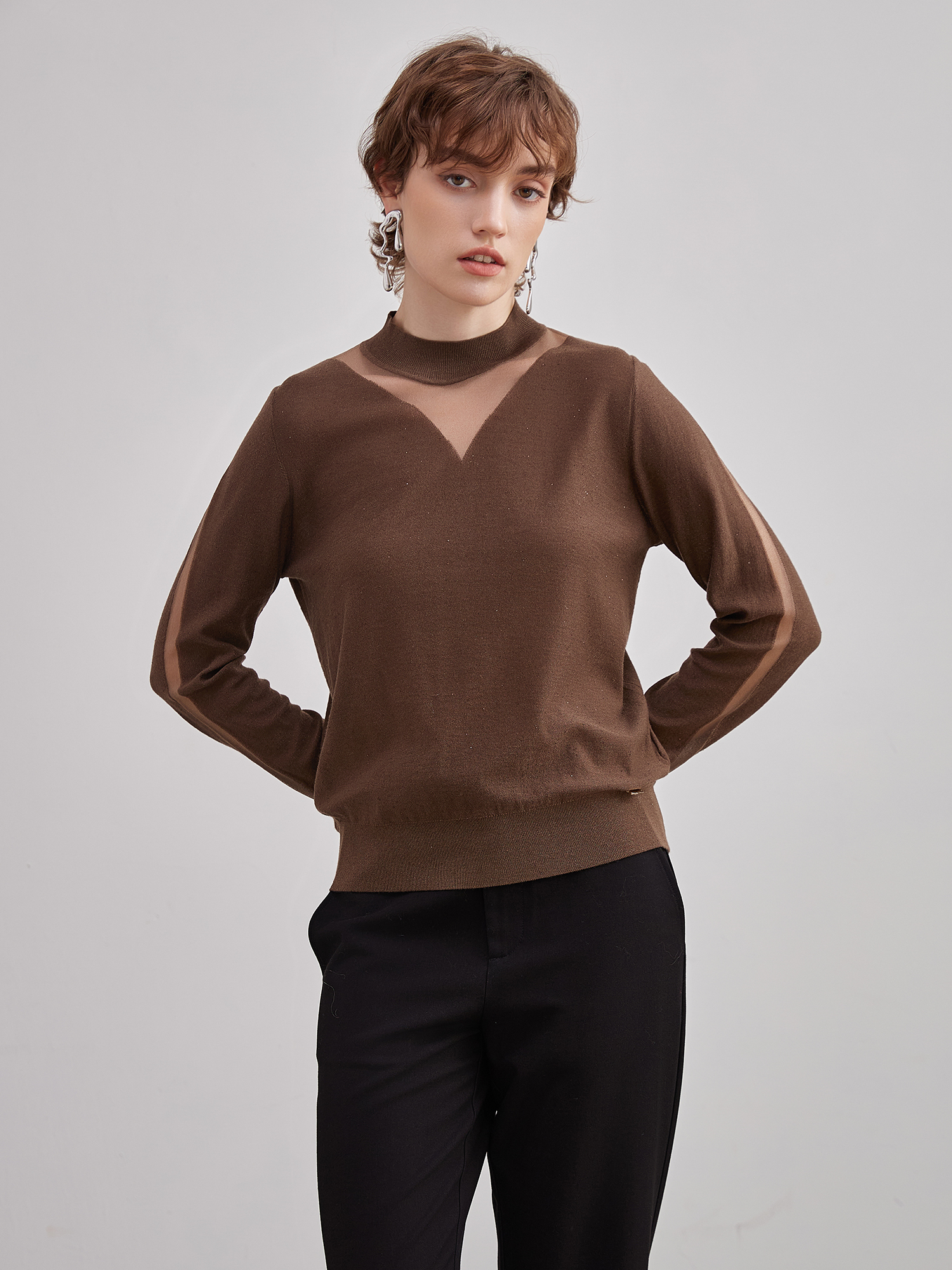 mi-tu 中高领羊毛针织衫