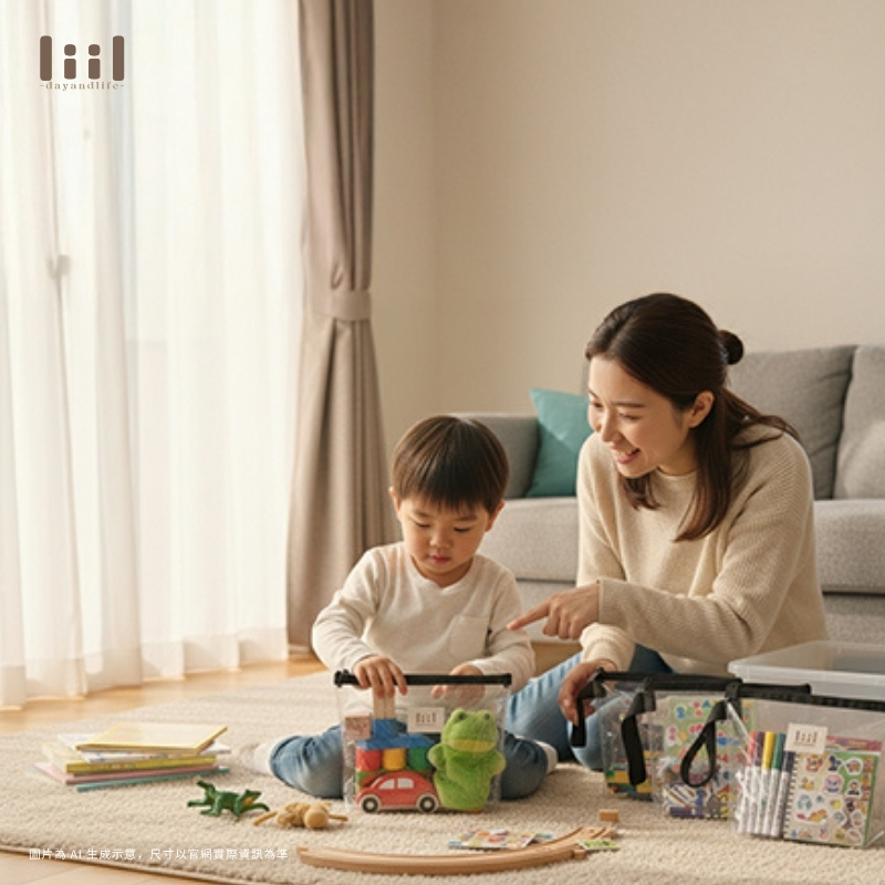 親子收納教育-家長陪伴孩子一起整理玩具