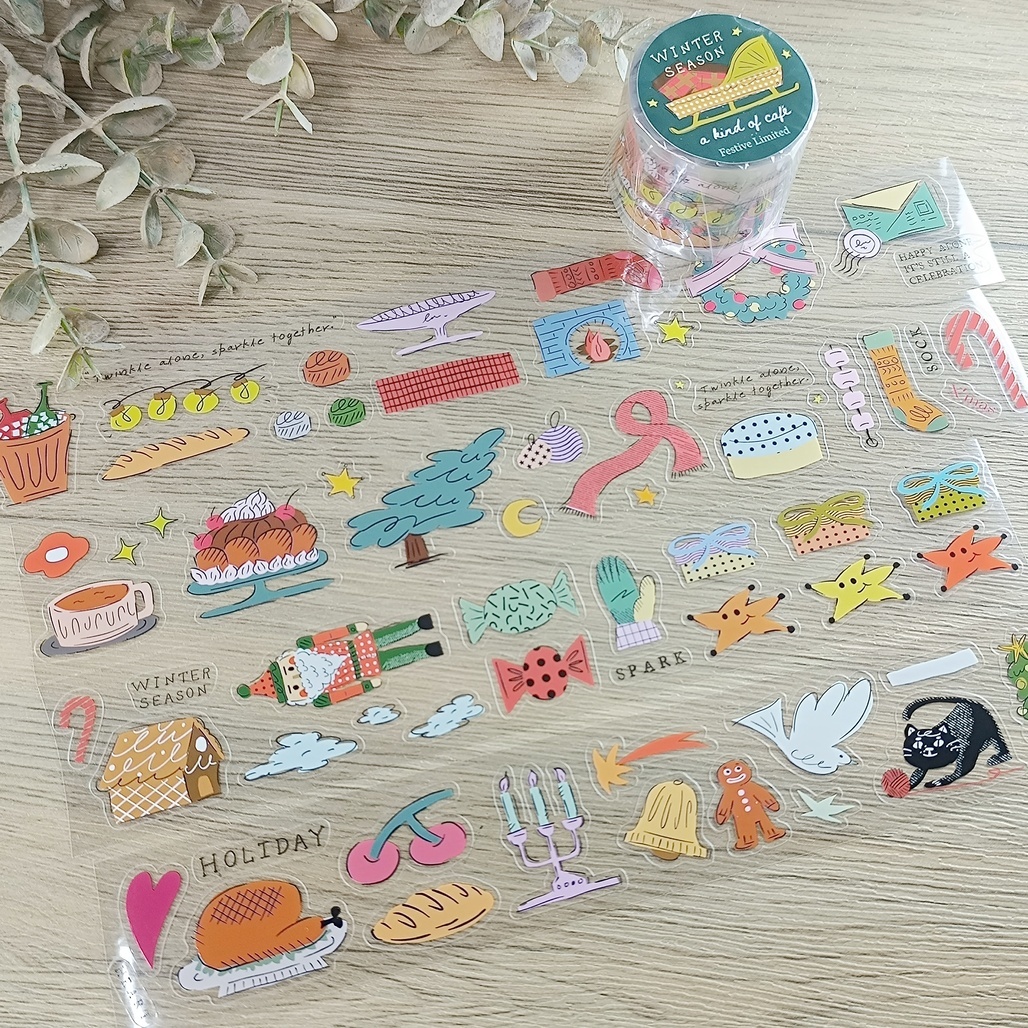 A Kind of cafe什物．歡愉節慶 4cm割型亮面PET膠帶 <整捲/分裝>
