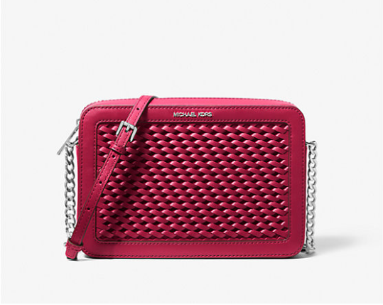 [S] MICHAEL KORS DK RASPBERRY 35T5STTC3Y JET SET ITEM WOVEN LG EW CROSSBODY, 197853711709 (SMK1339)