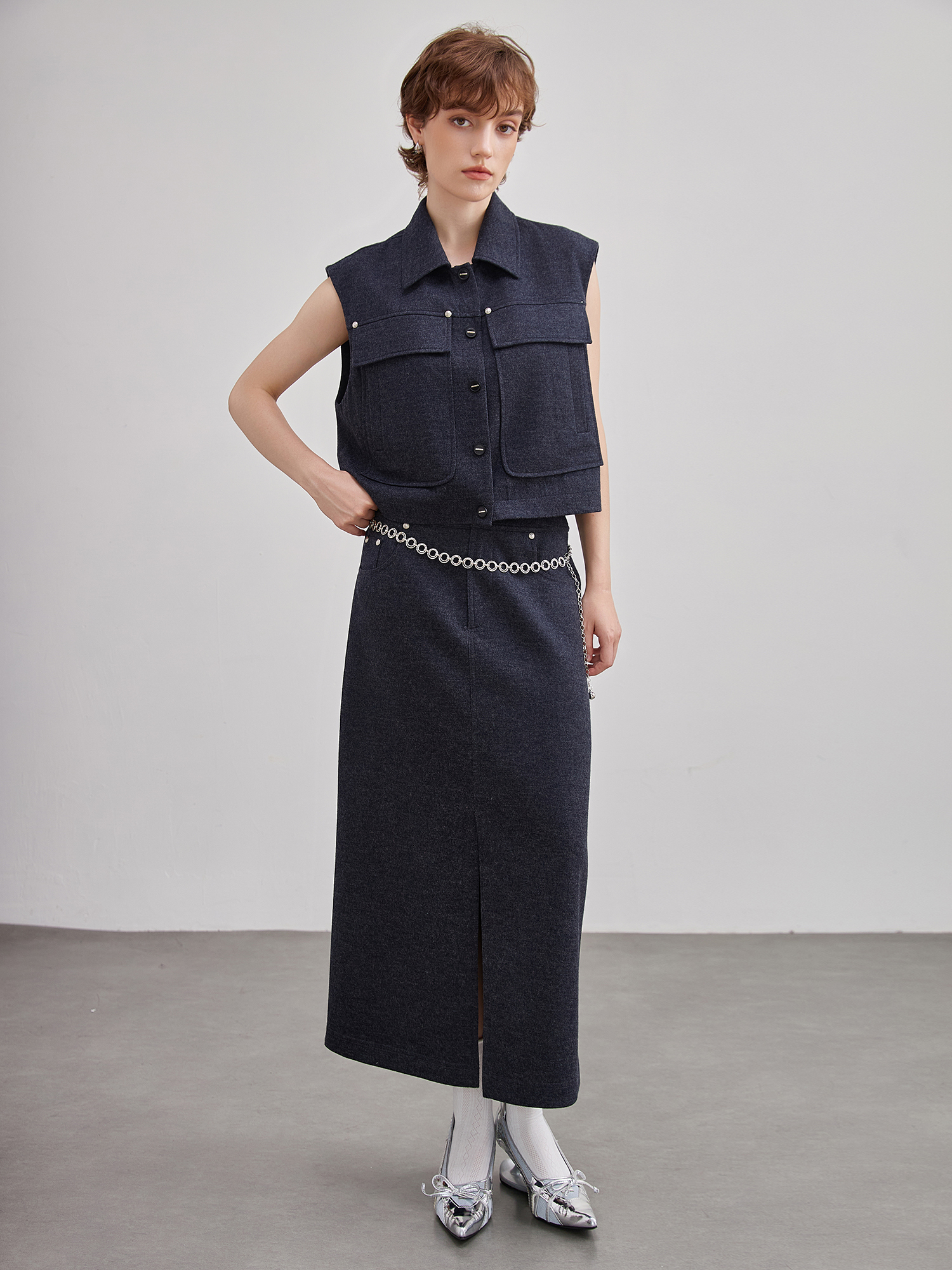 mi-tu 羊毛馬甲外套