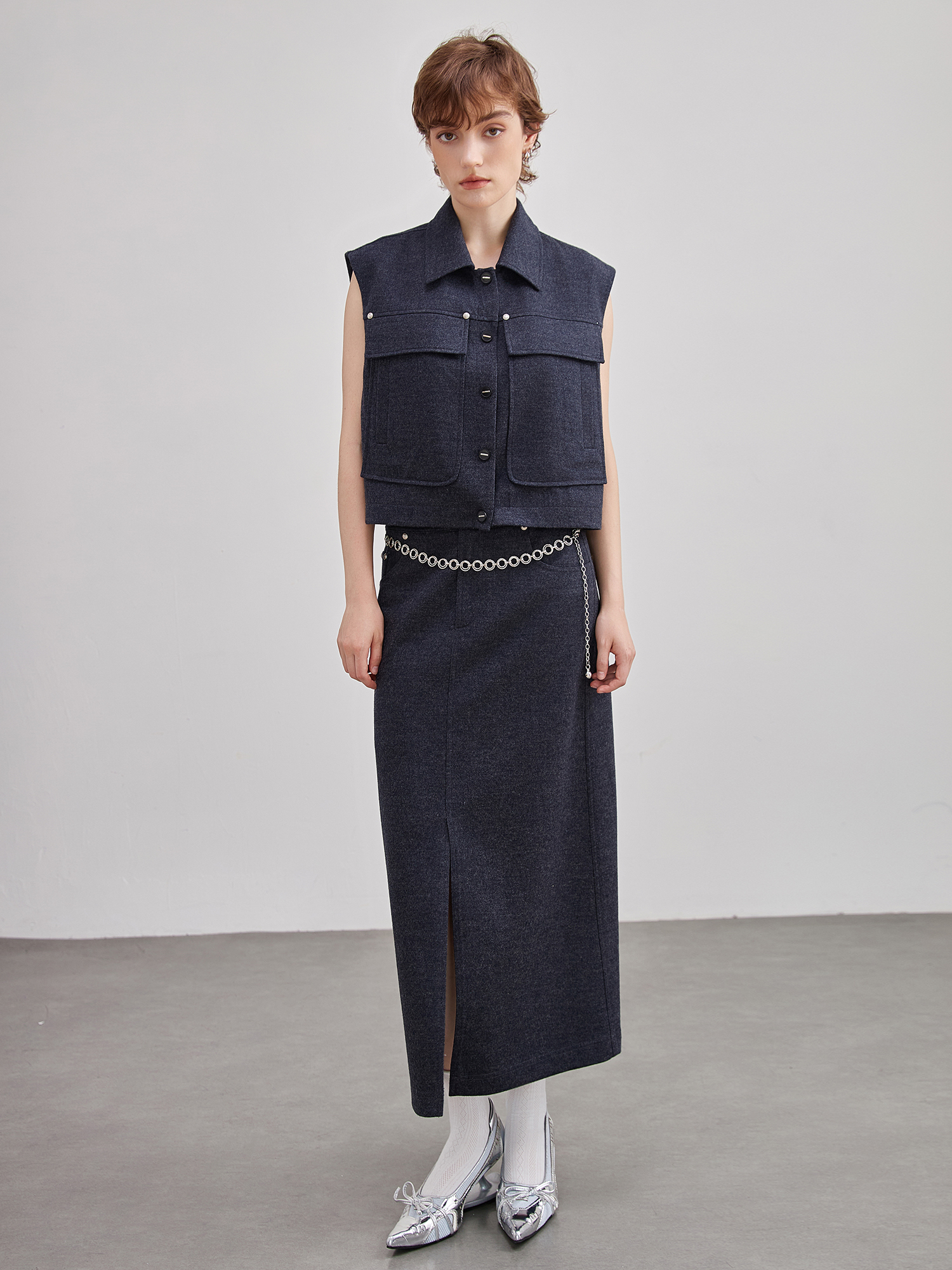 mi-tu 羊毛馬甲外套