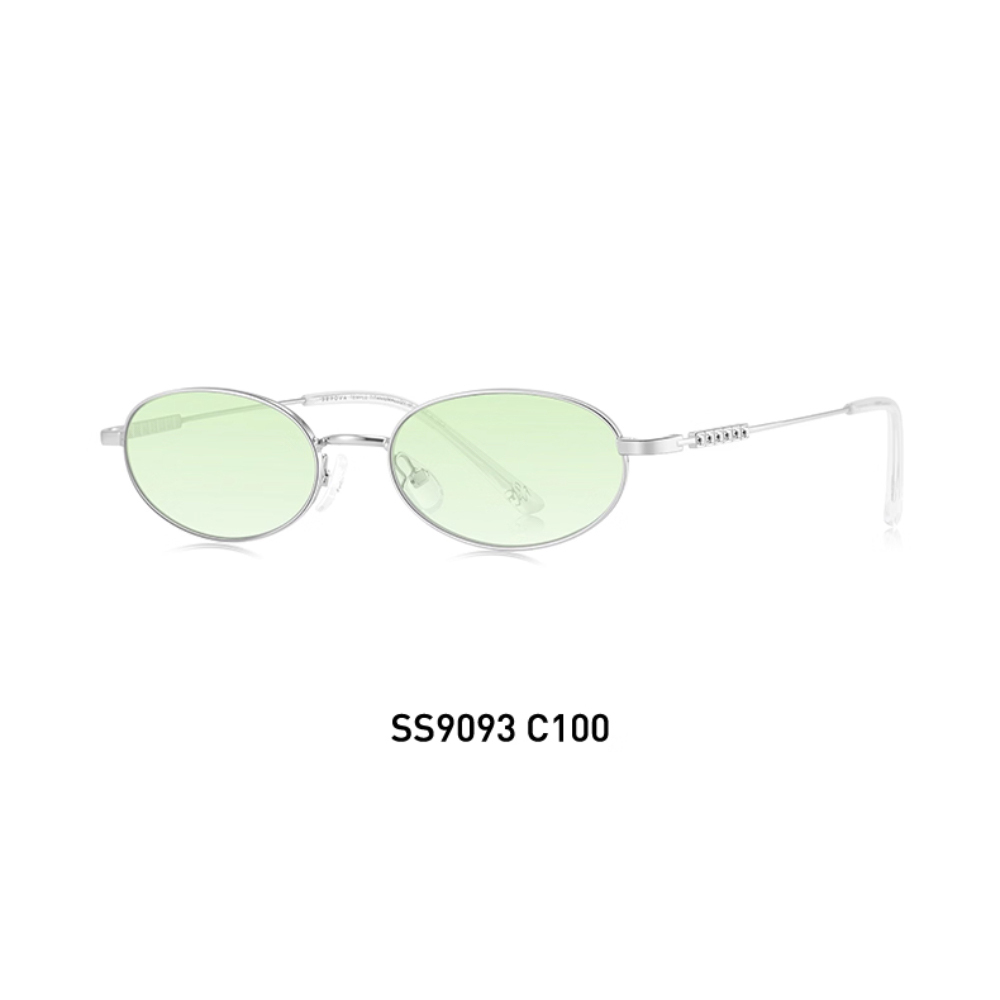 【SEROVA】SS9093 C100 橢圓框太陽眼鏡♣(亮銀/淺綠)#白鹿聯名款