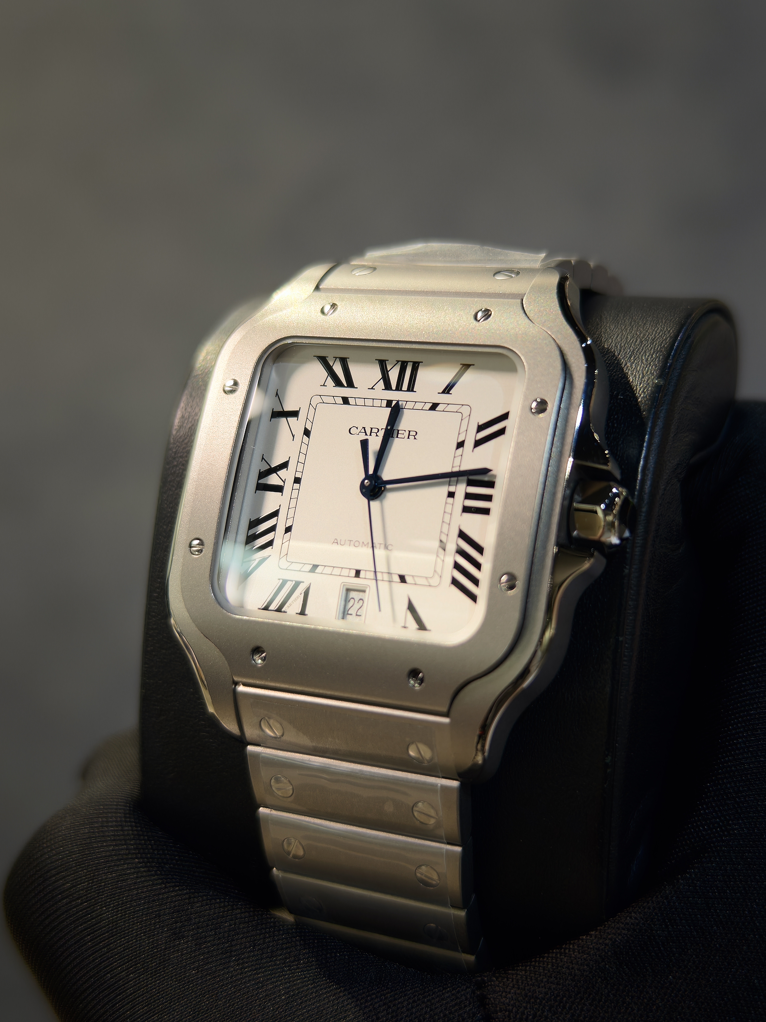 BRAND NEW CARTIER WSSA0089 SILVER DIAL SANTOS DE 40MM LARGE MODEL AUTOMATIC MOVEMENT TITANIUM INTERCHANGEABLE METAL AND LEATHER BRACELETS