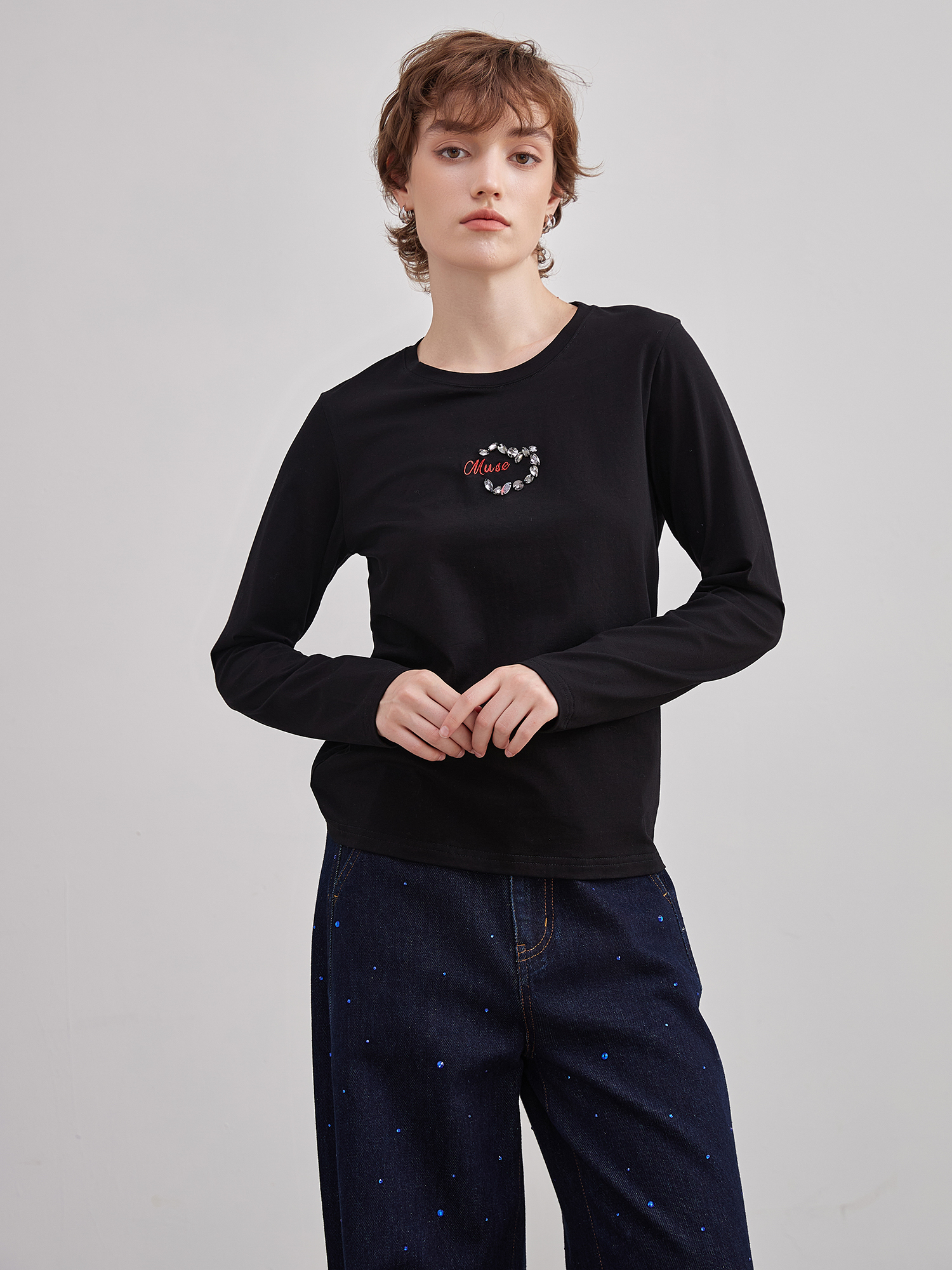 mi-tu 刺繡印花T恤