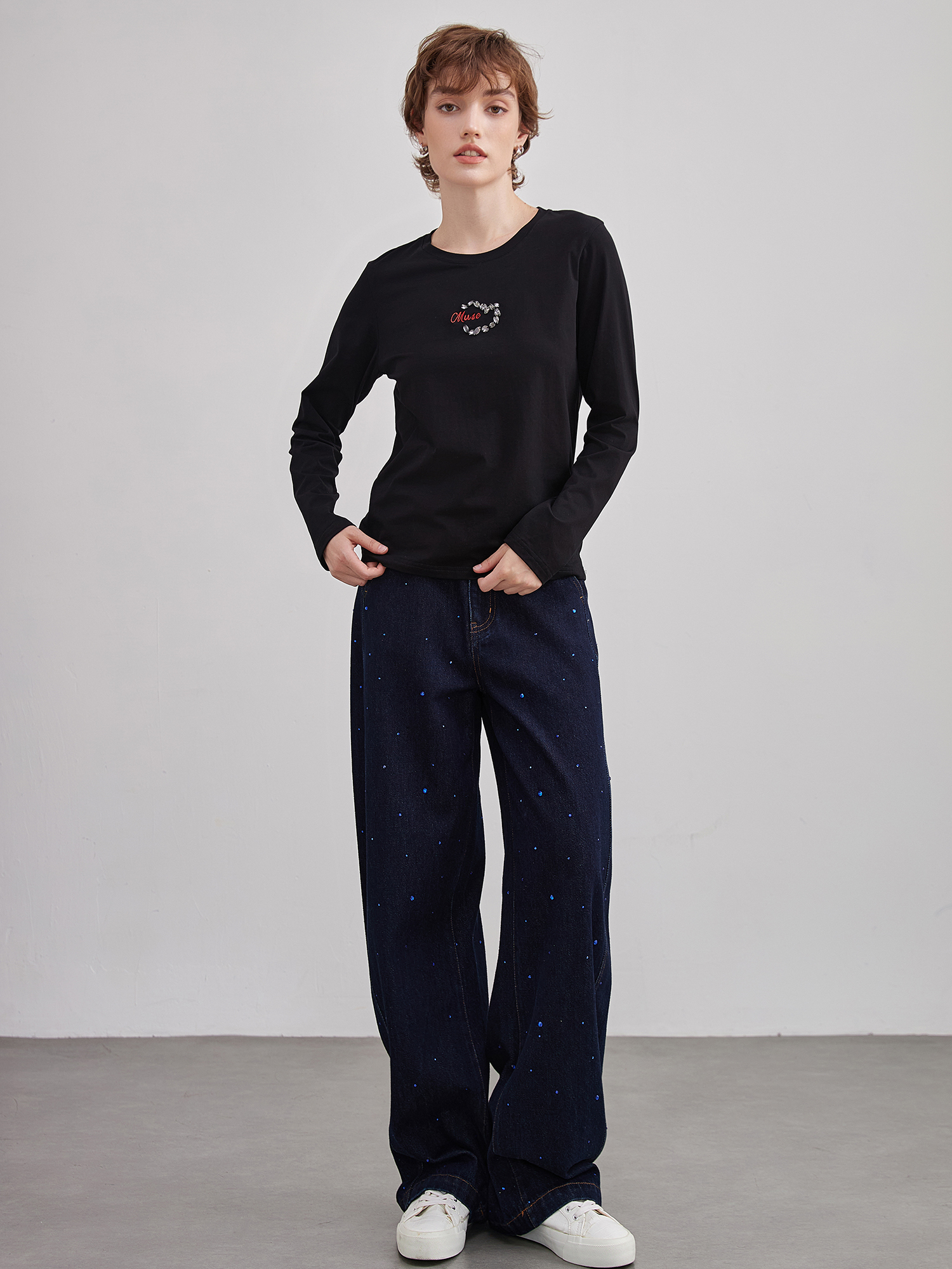 mi-tu 刺繡印花T恤