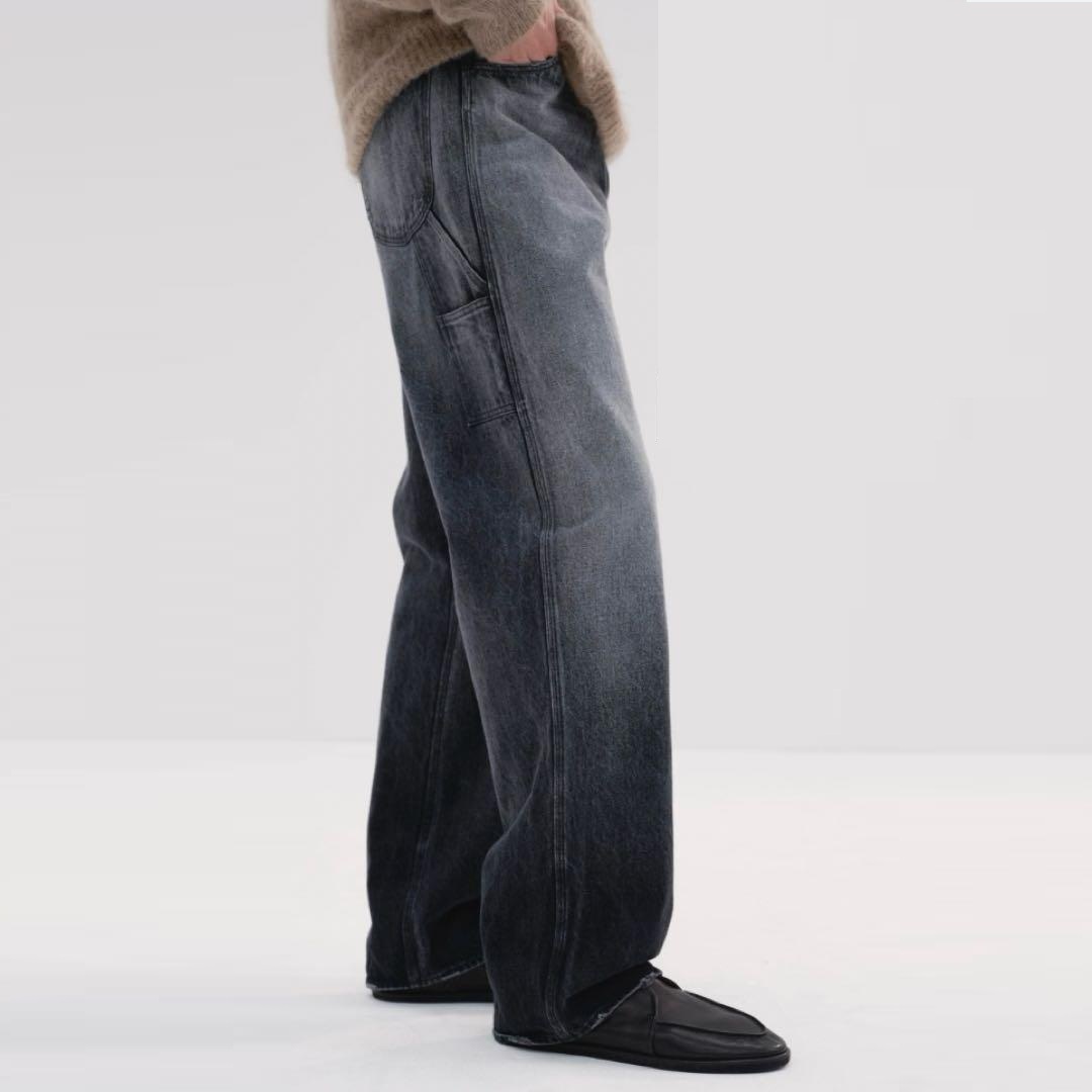 RE-STOCK: AURALEE SELVEDGE FADED HEAVY DENIM PAINTER PANTS - BLACK PRE ORDER ITEM (預訂中)