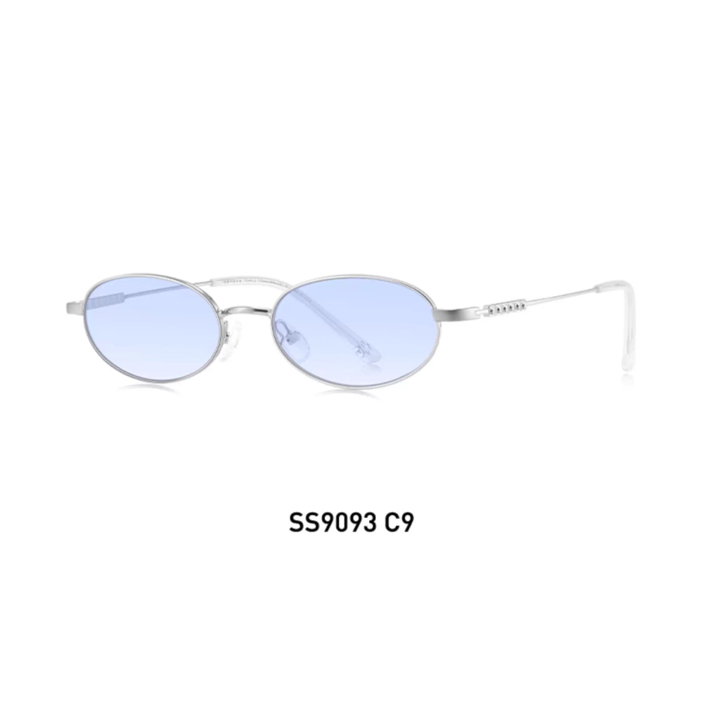【SEROVA】SS9093 C9 橢圓框太陽眼鏡♣(亮銀/淺藍)#白鹿聯名款