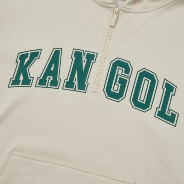 KANGOL 帽T 卡其 復古 半開襟 連帽T 中性 6455105101