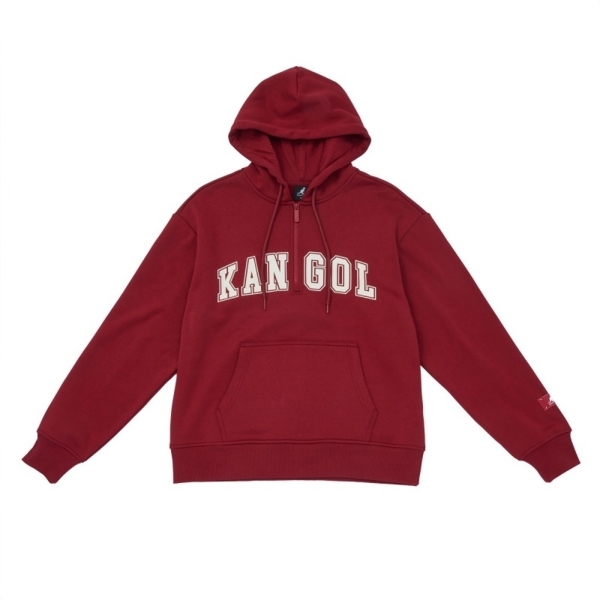 KANGOL 帽T 紅 復古 半開襟 連帽T 中性 6455105140