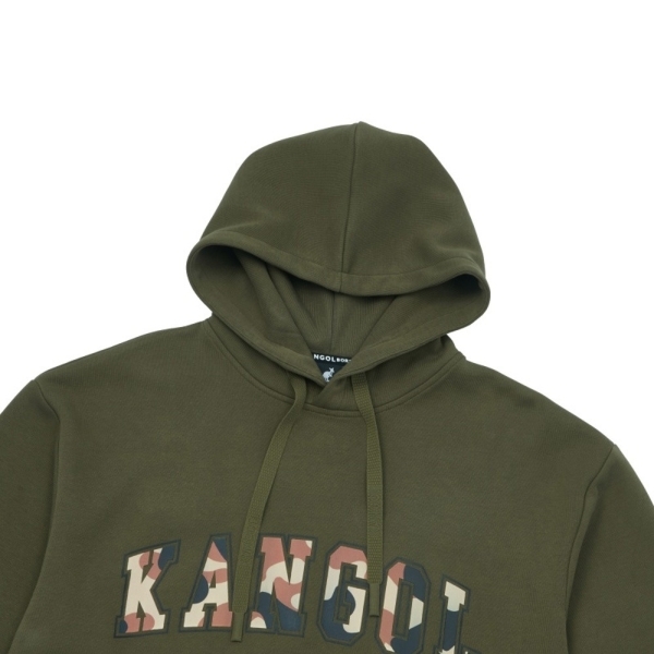 KANGOL 帽T 軍綠 迷彩LOGO 連帽T 中性 6455105270