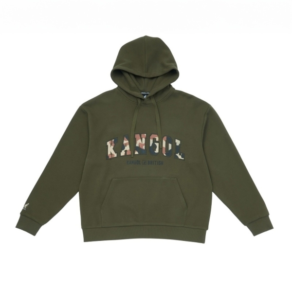KANGOL 帽T 軍綠 迷彩LOGO 連帽T 中性 6455105270