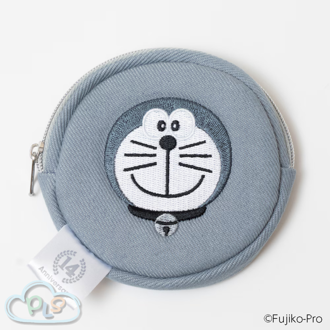現貨 14 週年紀念牛仔布零錢包 多啦A夢 藤子F不二雄博物館 灰色 #71030-1