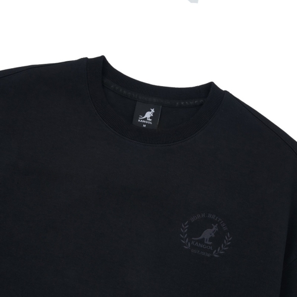 KANGOL 大學T 黑 落肩 刺繡 休閒 上衣 女 6452100320