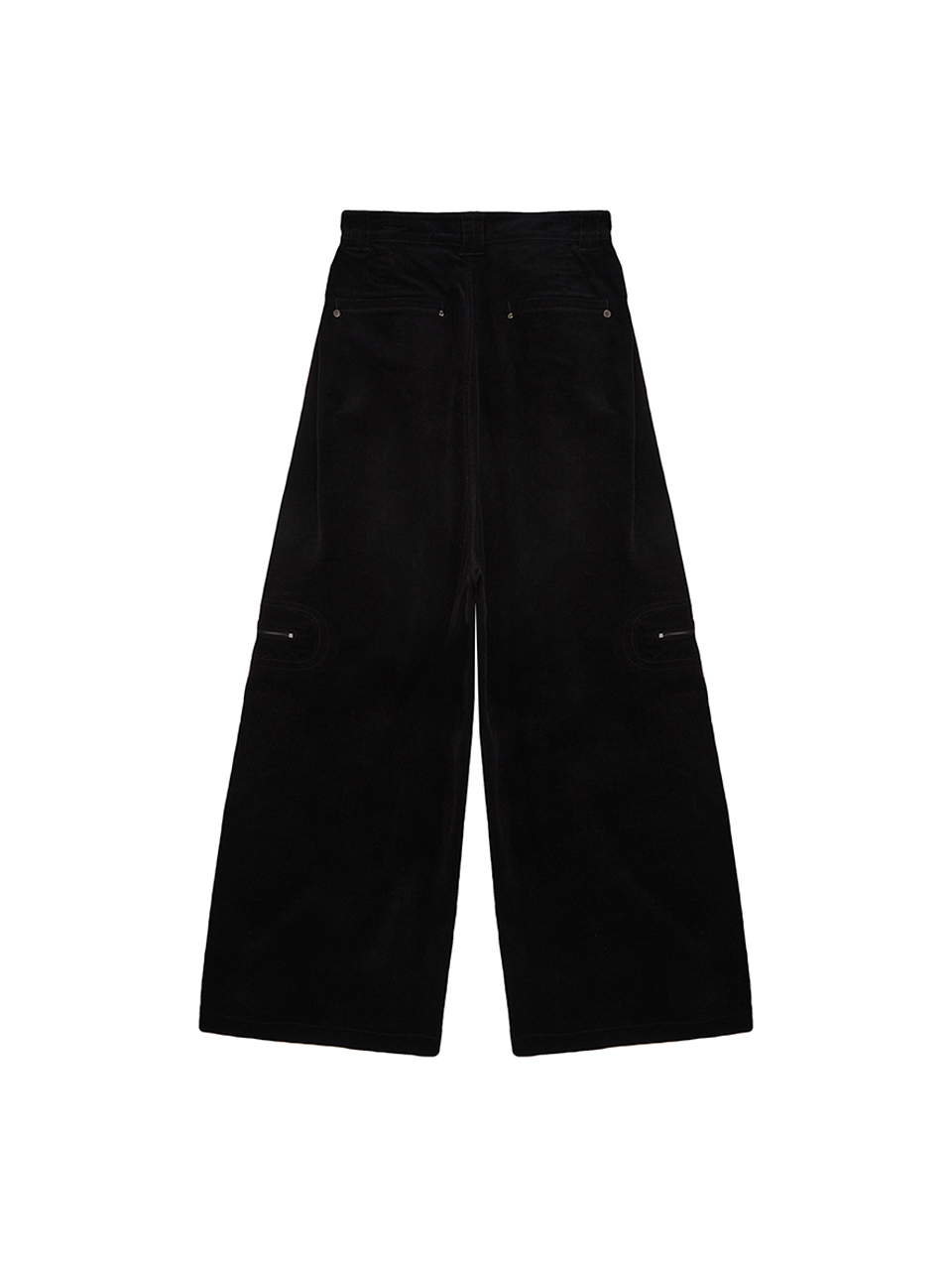 燈芯絨打褶闊腿褲 黑色