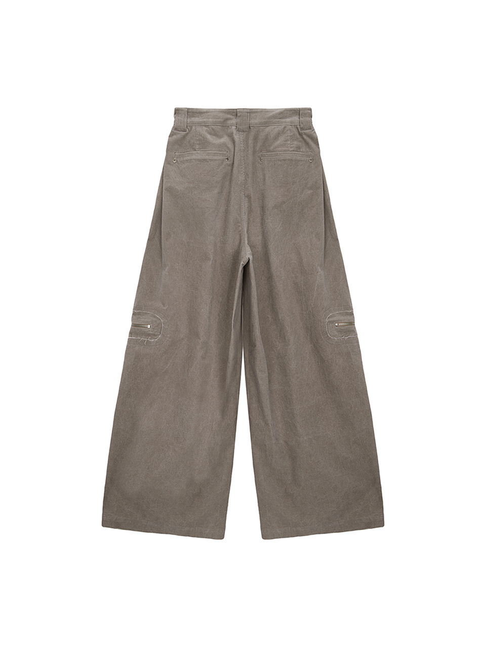 燈芯絨打褶闊腿褲 米色