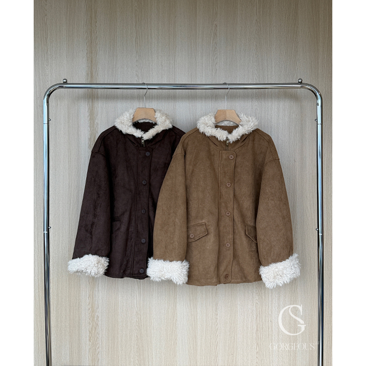 M38「羽絨麂皮`保暖長版外套」