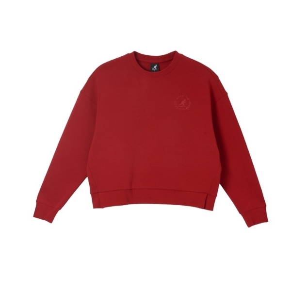 KANGOL 大學T 紅 落肩 刺繡 休閒 上衣 女 6452100342