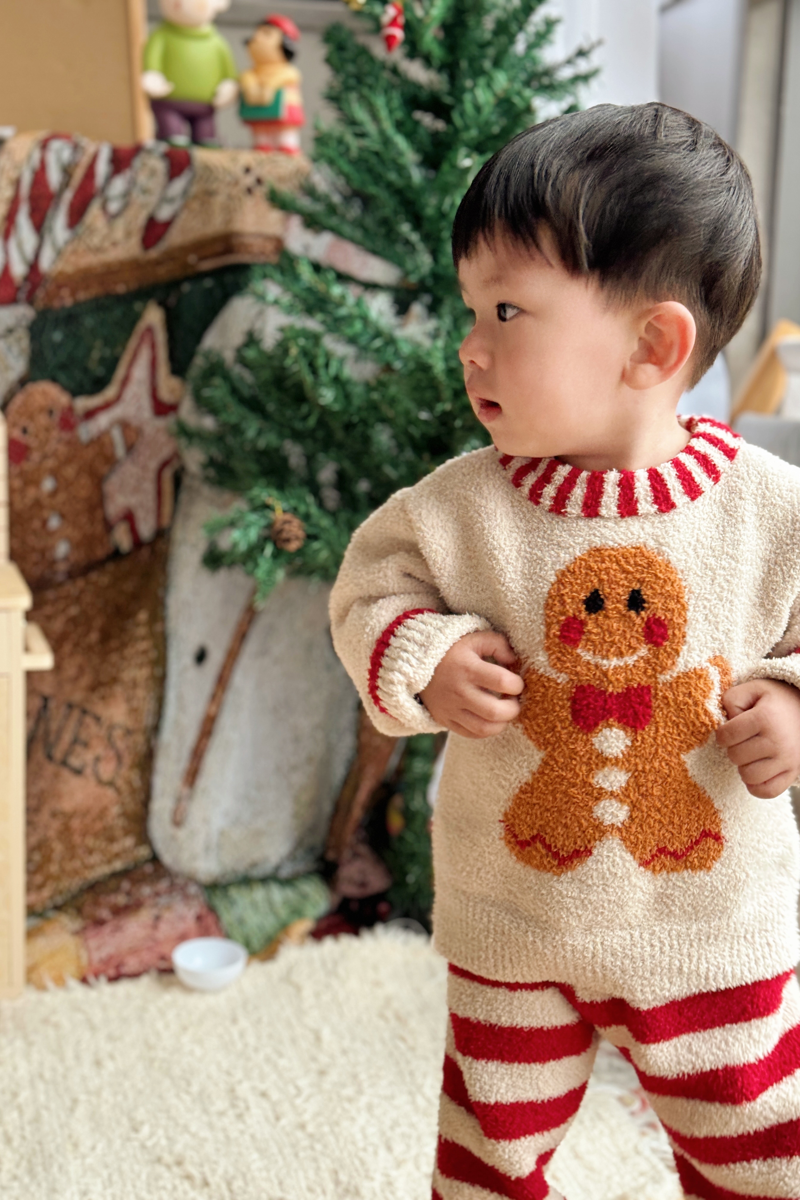 薑餅人半邊絨家居服套裝 親子裝