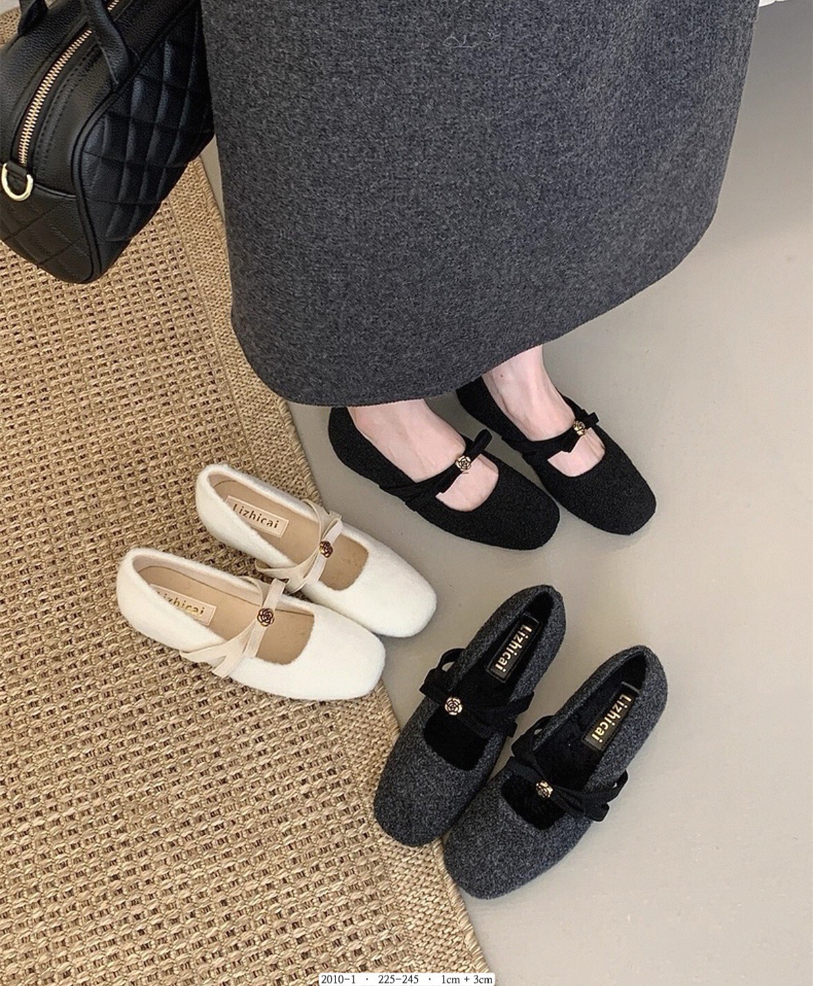 2010-1 韓國毛呢金扣蝴蝶結內增高瑪莉珍