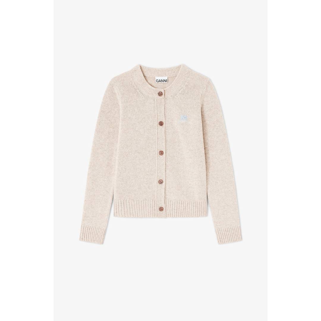 1VT1119-002 GANNI Wool Mix Cardigan Beige #K2594 (C-EU-E)