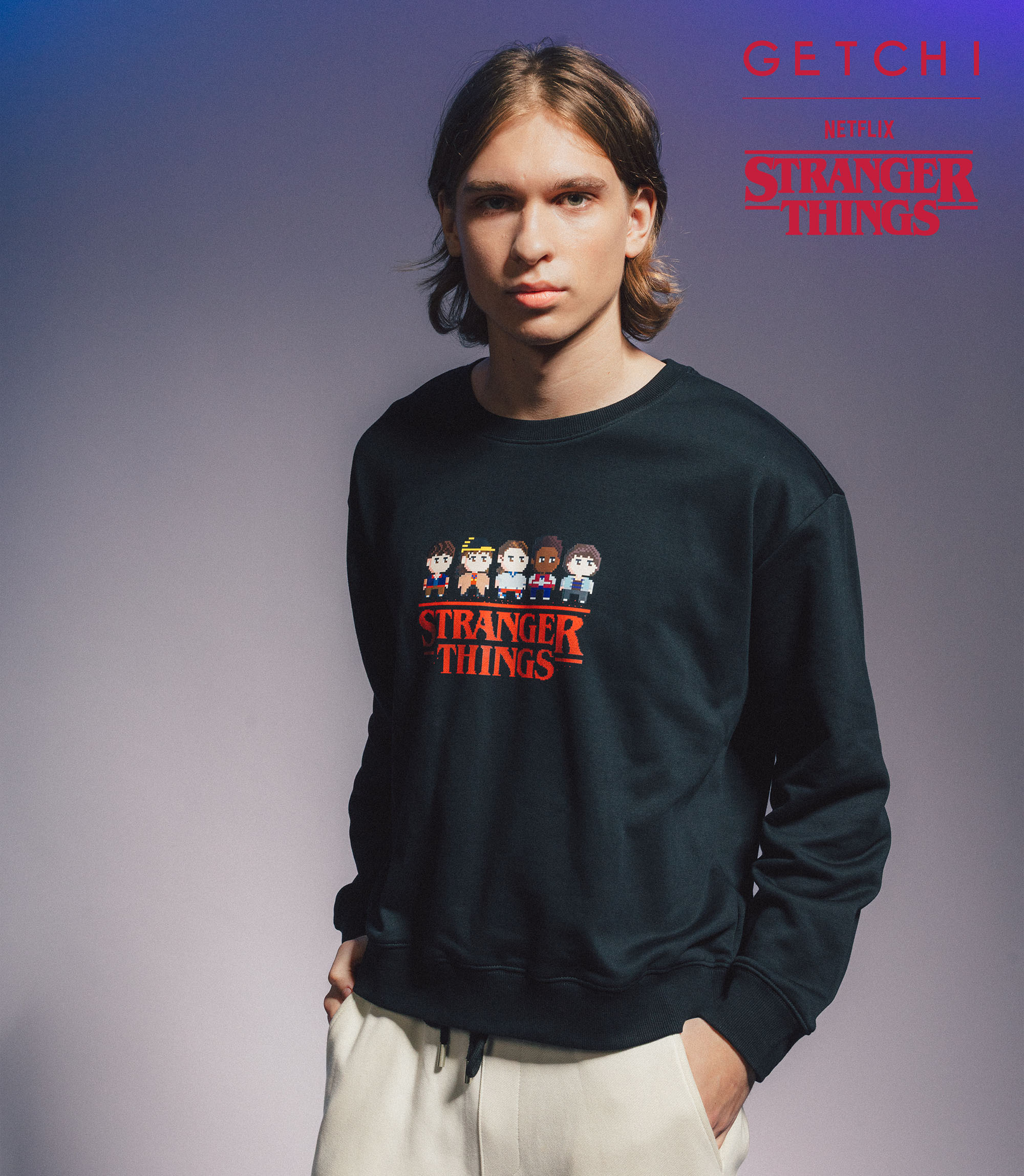 (現貨)Getchi X Stranger Things Friends Forever 中性款 主角人物大學T