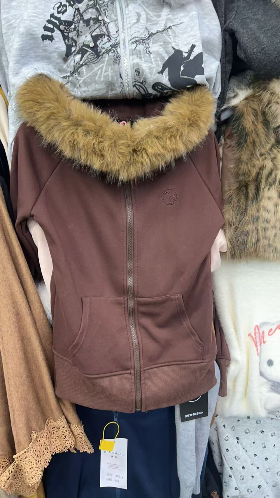 毛領連帽拉鍊外套