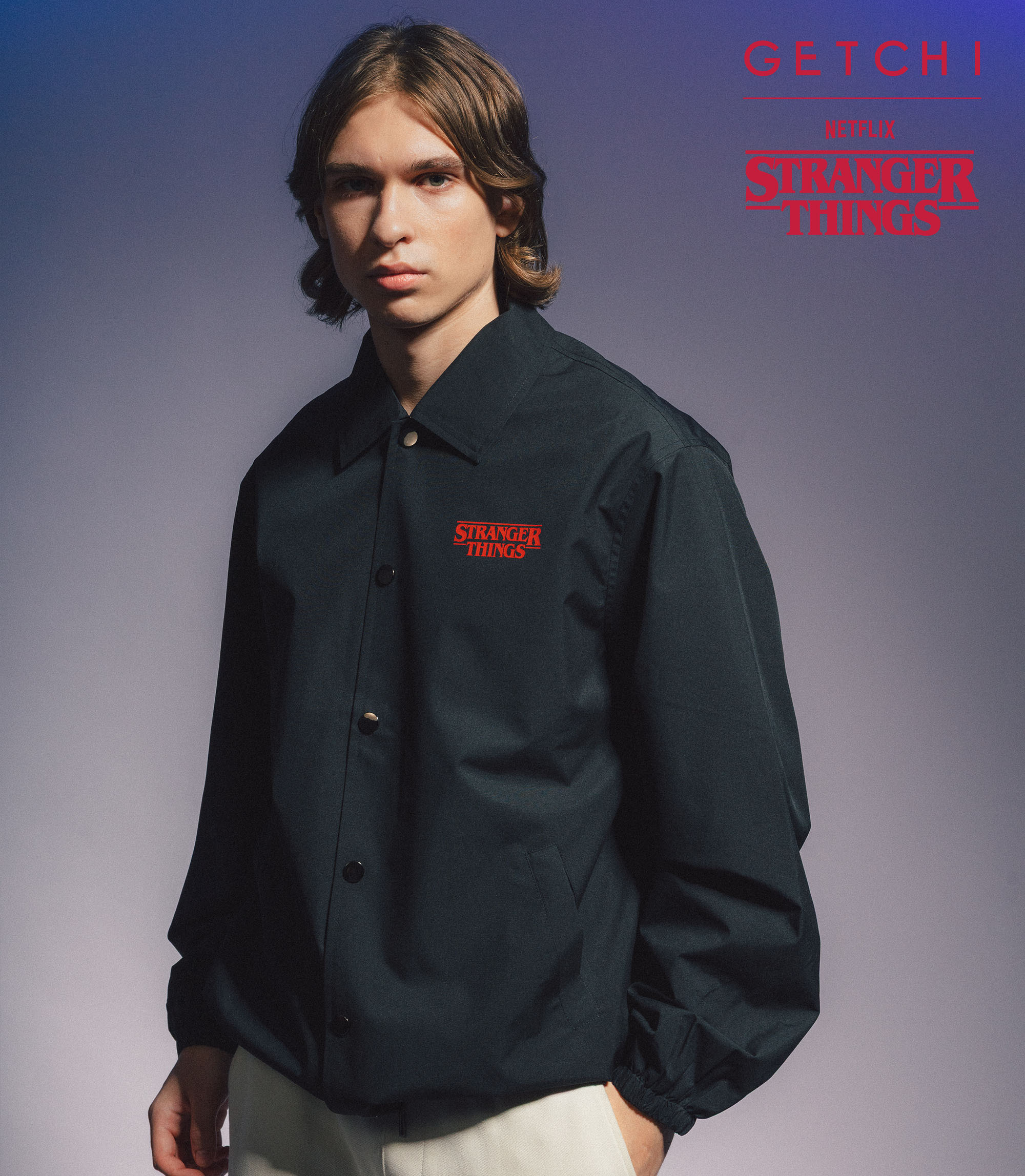 (現貨)Getchi X Stranger Things ALL FRIENDS WELCOME 中性款 經典教練外套
