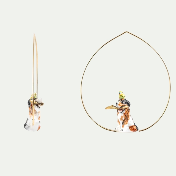 貪玩牧羊犬圈型耳環