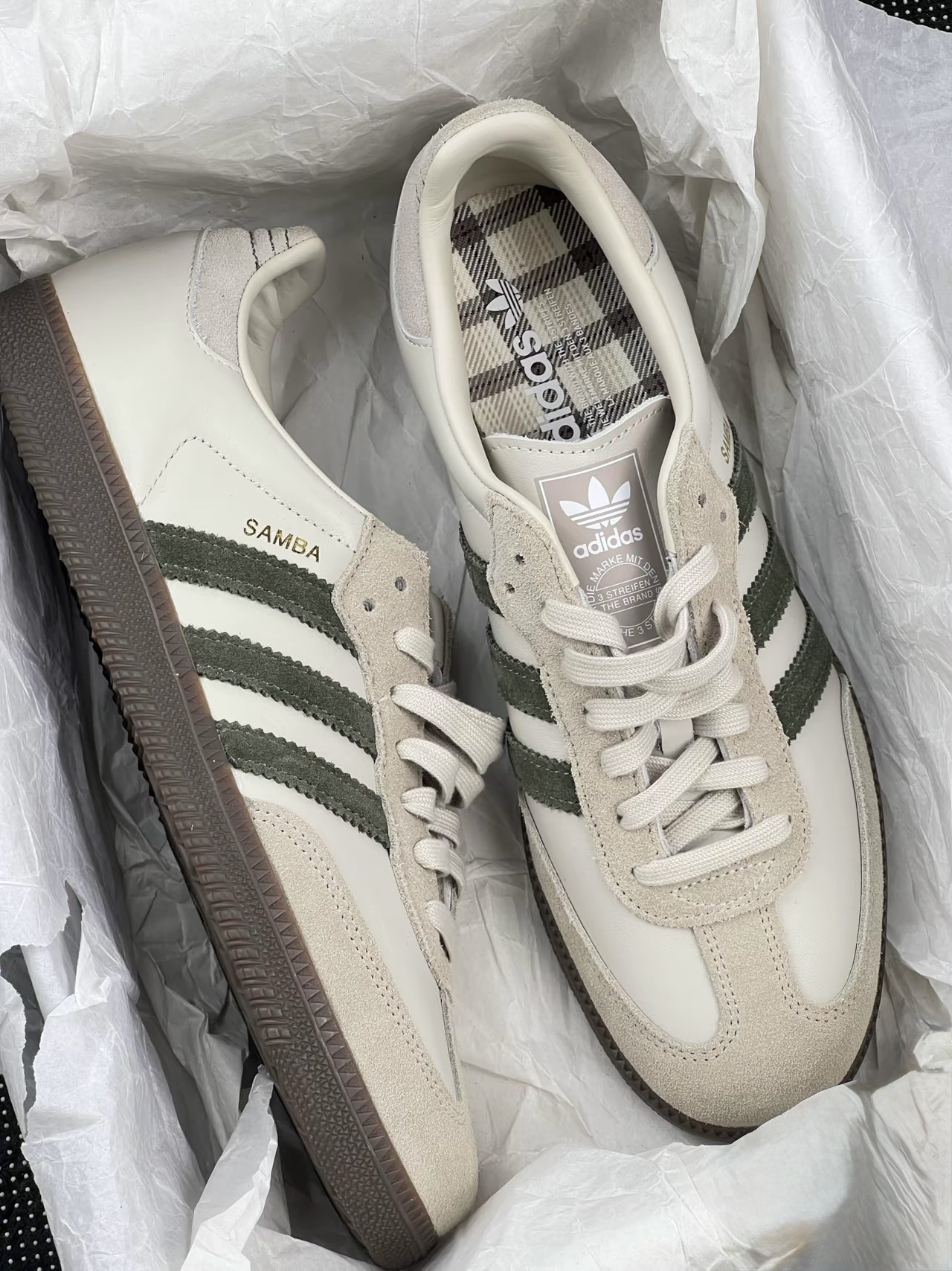 KTQ STORE ‧ Adidas originals SAMBA OG 格紋 奶綠 JR0893